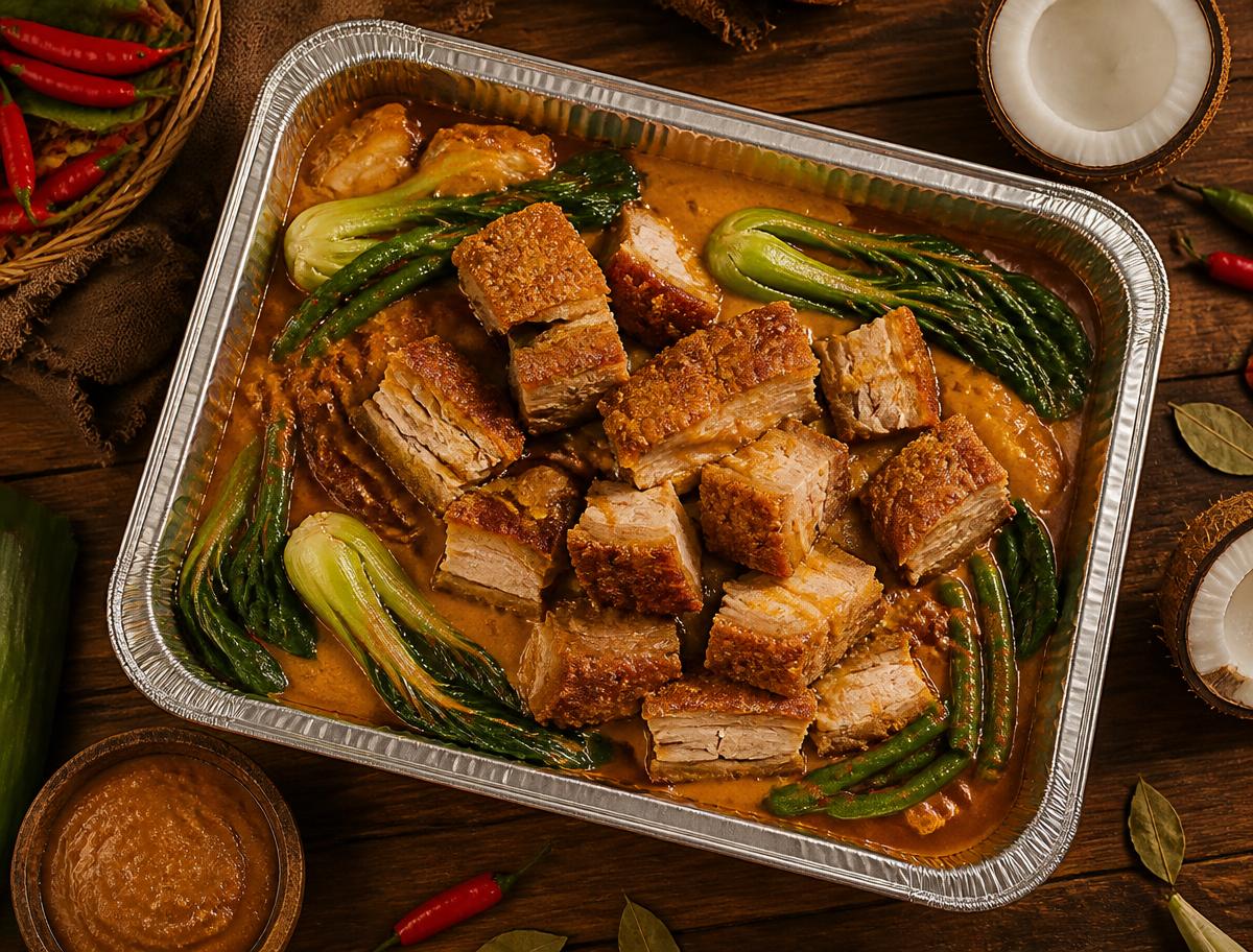 Crispy Belly Kare-Kare catering tray